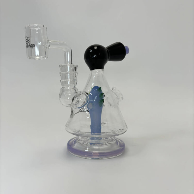 Helios Glass Waterpipe 6" Inch Pyramid With Ricky Perc and Banger (Wpna 790)-BLACK/PURPLE