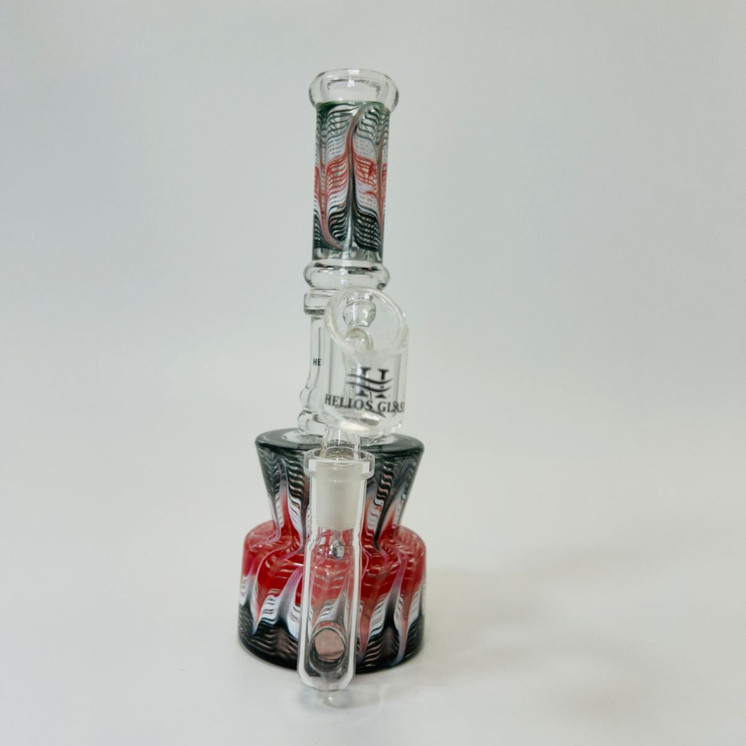 Helios Glass - Waterpipe 8 Inches-  Raked With Banger-Black