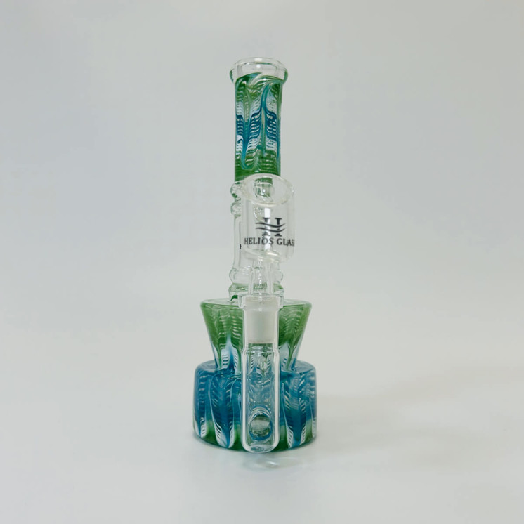 Helios Glass - Waterpipe 8 Inches- Raked With Banger-Green