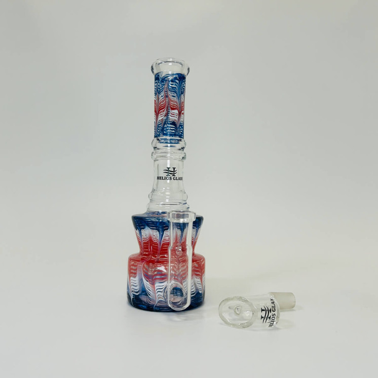 Helios Glass - Waterpipe 8 Inches- Raked With Banger-Blue