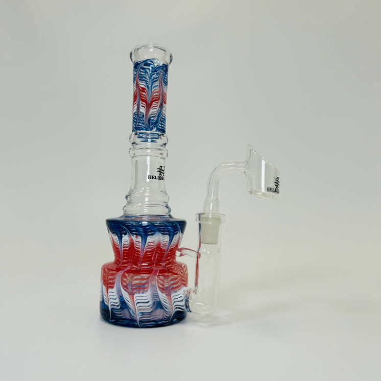 Helios Glass - Waterpipe 8 Inches- Raked With Banger-Blue