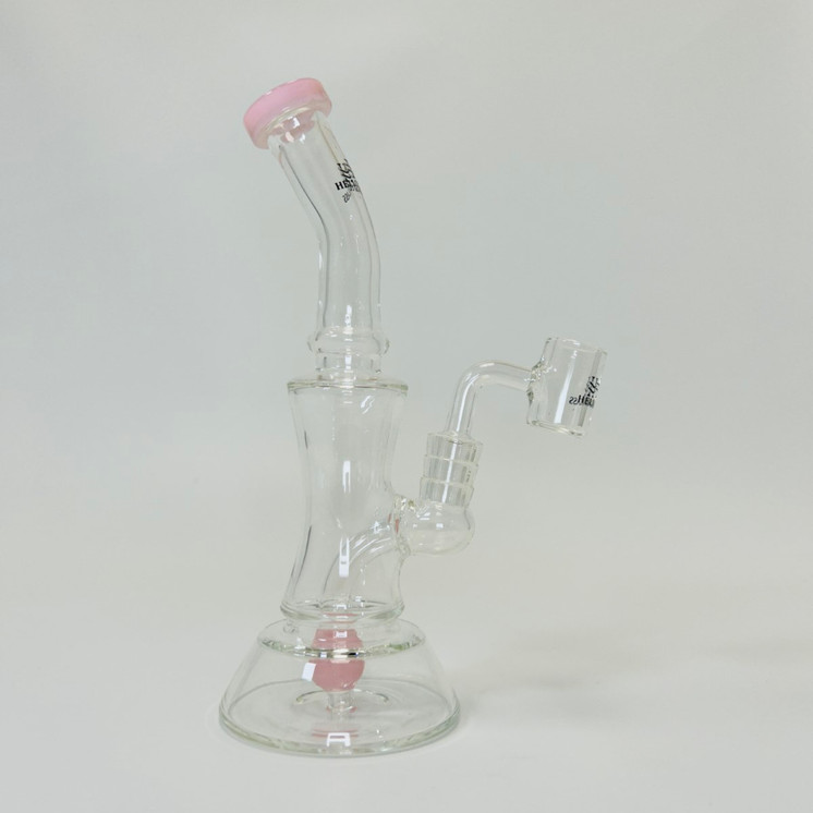 Helios Glass - Bent Neck Waterpipe with Ball and Banger Perc - 8 Inch - Assorted Colors