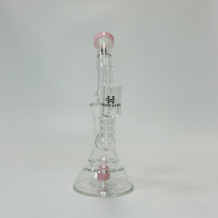 Helios Glass - Bent Neck Waterpipe with Ball and Banger Perc - 8 Inch - Assorted Colors