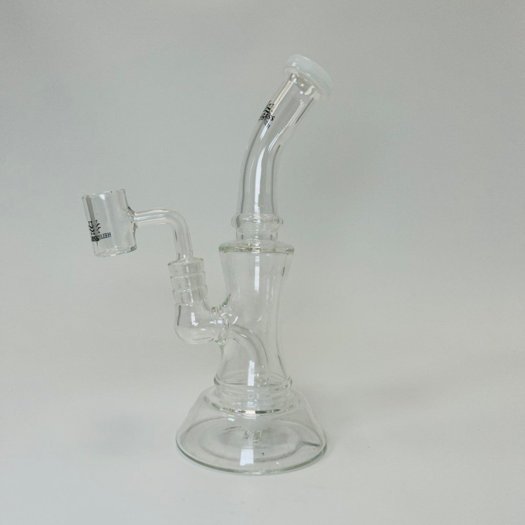 Helios Glass - Bent Neck Waterpipe with Ball and Banger Perc - 8 Inch - Assorted Colors
