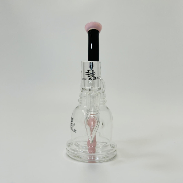 Helios Glass Waterpipe - 8" inch Bent Neck With inline and Banger Perc - Assorted Colors