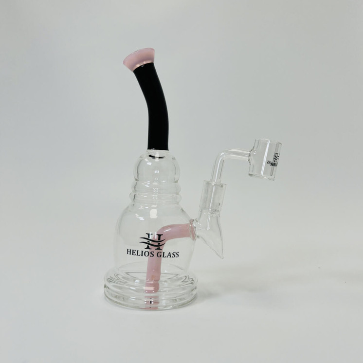 Helios Glass Waterpipe - 8" inch Bent Neck With inline and Banger Perc - Assorted Colors