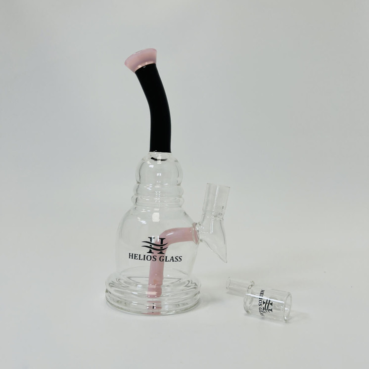Helios Glass Waterpipe - 8" inch Bent Neck With inline and Banger Perc - Assorted Colors