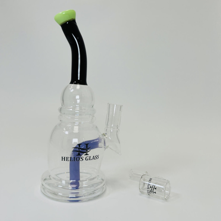 Helios Glass Waterpipe - 8" inch Bent Neck With inline and Banger Perc - Assorted Colors