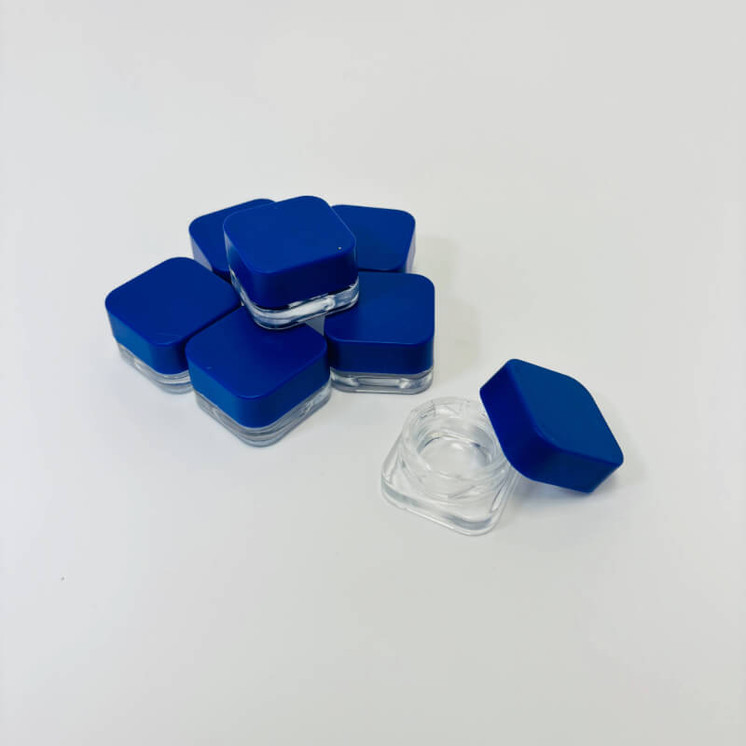 Square Child Proof Glass Jar - 5ml - 12 Counts Per Pack-Blue