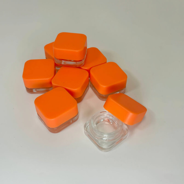 Square Child Proof Glass Jar - 5ml - 12 Counts Per Pack-PEACH