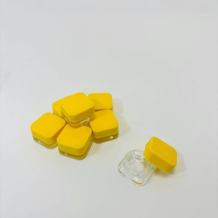 Square Child Proof Glass Jar - 5ml - 12 Counts Per Pack-Yellow