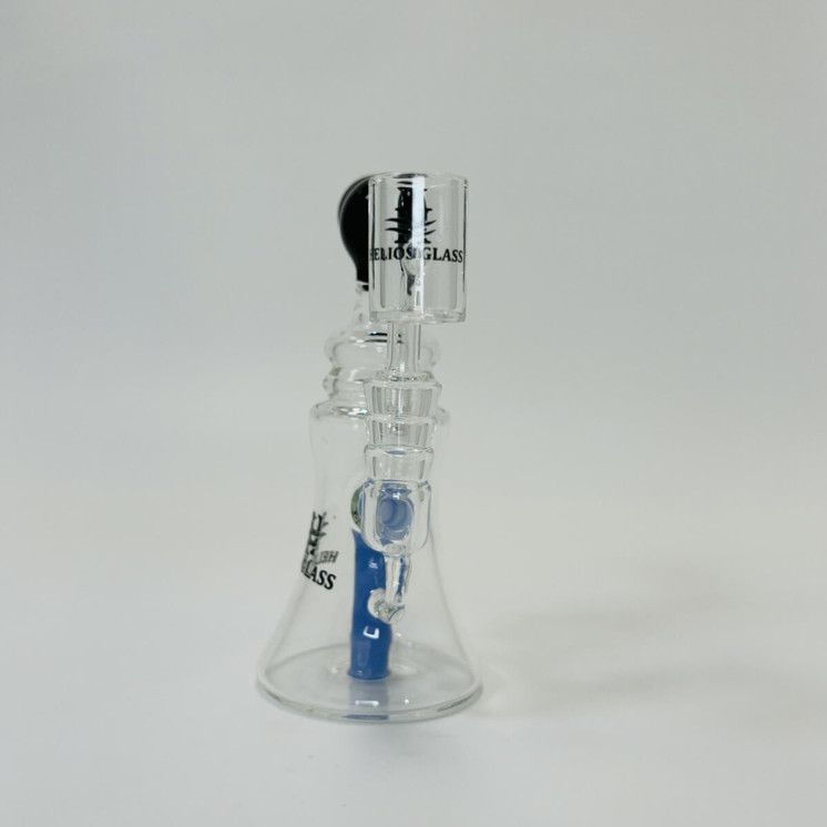 Helios Glass Waterpipe 8" Inch -bell With Inline Perc and Banger