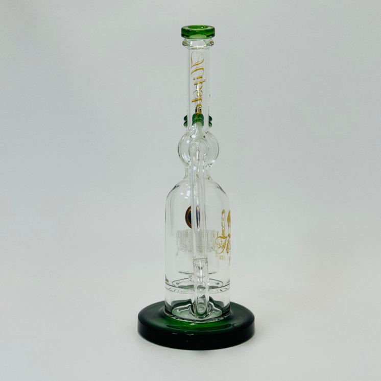Hipster Glass Recycler Waterpipe with Inverted Shaved Tree Perc - 11 Inch