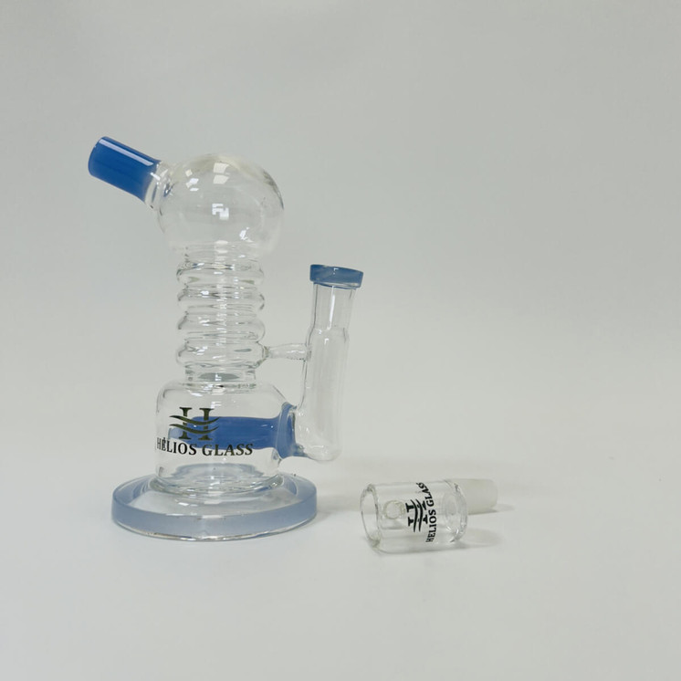 Helios Glass Waterpipe 6" Inch - Ball Telescope With Inline and Banger Perc - Assorted Colors