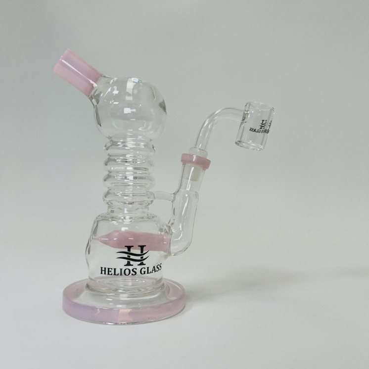 Helios Glass Waterpipe 6" Inch - Ball Telescope With Inline and Banger Perc - Assorted Colors
