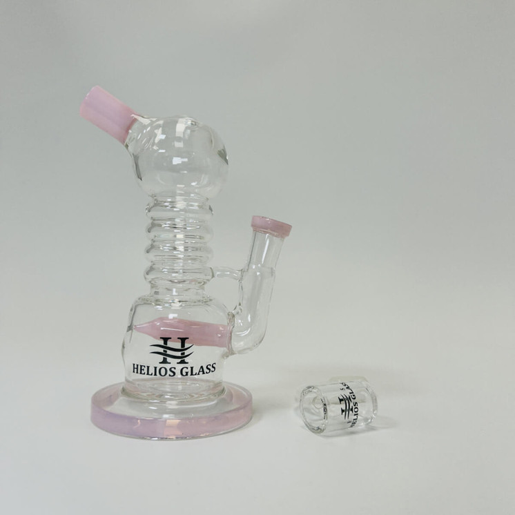 Helios Glass Waterpipe 6" Inch - Ball Telescope With Inline and Banger Perc - Assorted Colors