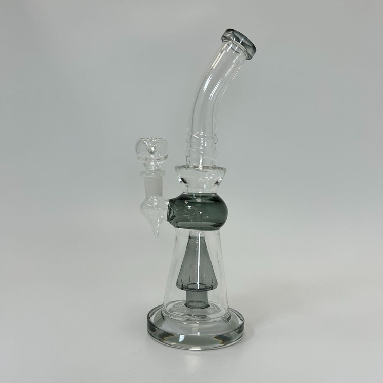 Waterpipe 10-inch bend Neck With Colored Inline Perc-Black