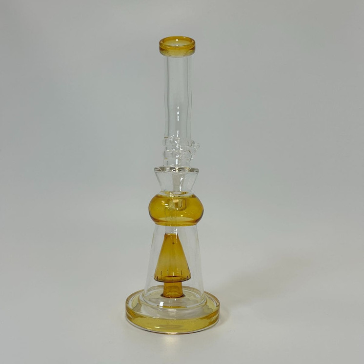 Waterpipe 10-inch bend Neck With Colored Inline Perc-Yellow
