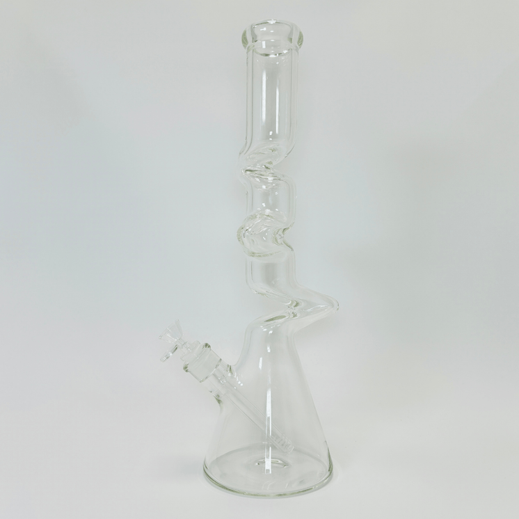 Waterpipe 18-inch Beaker 7mm With Zig-zag Clear
