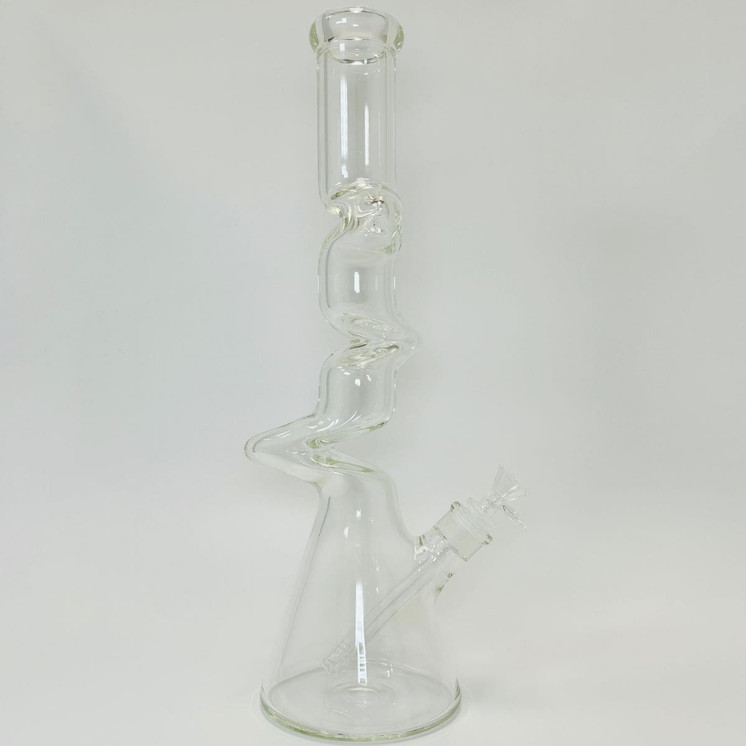 Waterpipe 18-inch Beaker 7mm With Zig-zag Clear