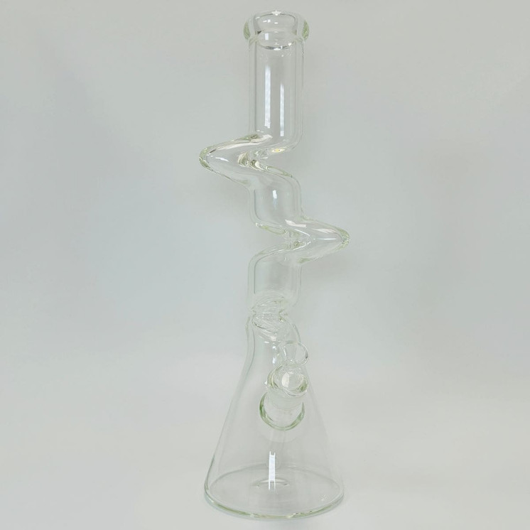Waterpipe 18-inch Beaker 7mm With Zig-zag Clear