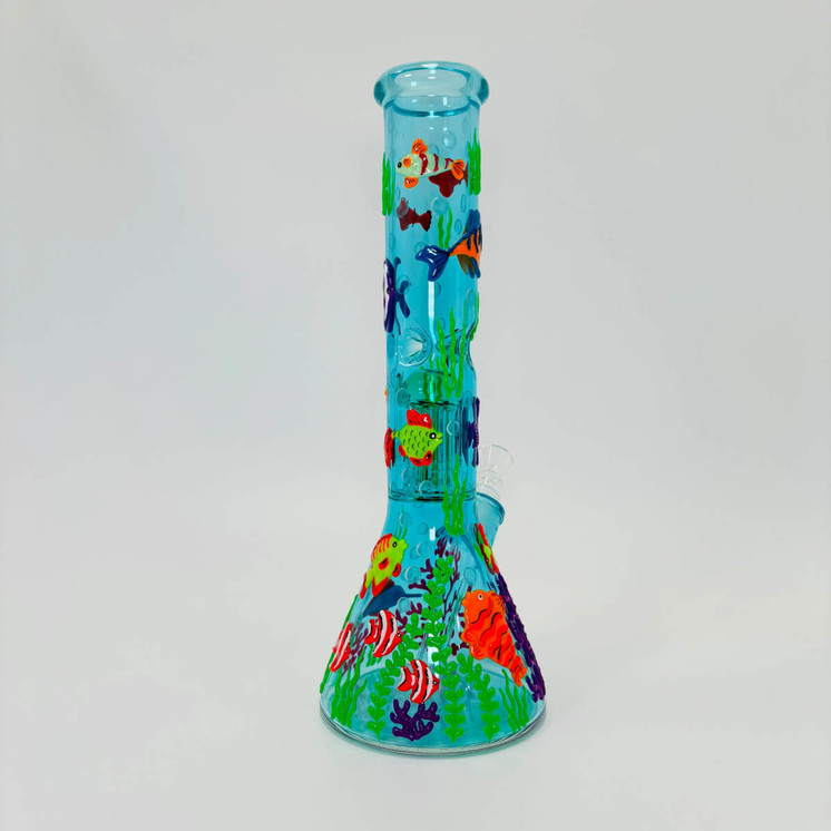14-Inch Ocean 3D Beaker Waterpipe with 8-Arm Tree Perc