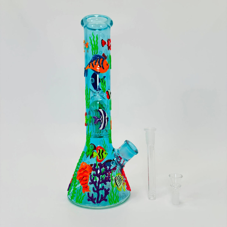 14-Inch Ocean 3D Beaker Waterpipe with 8-Arm Tree Perc