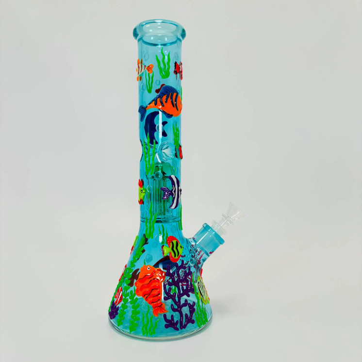 14-Inch Ocean 3D Beaker Waterpipe with 8-Arm Tree Perc