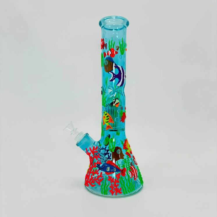 14-Inch Ocean 3D Beaker Waterpipe with 8-Arm Tree Perc