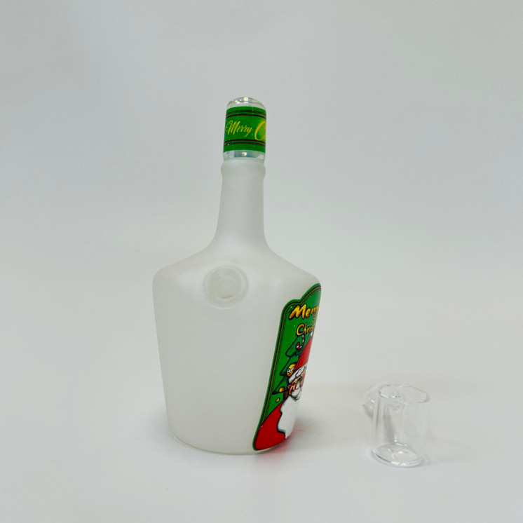 Wine Jug Jar Waterpipe - 6 Inch - Merry Christmas with 10 mm Banger Perc