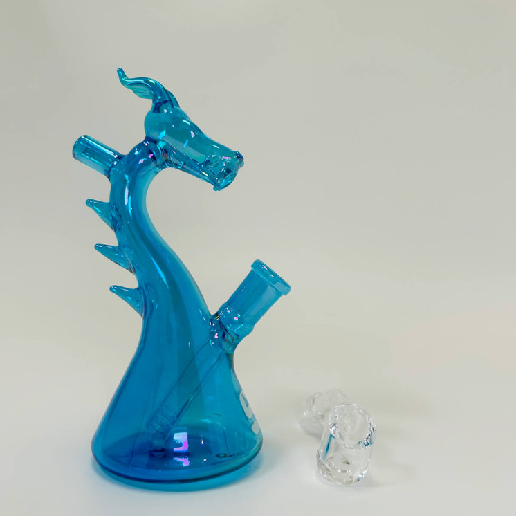 Silo Glass Waterpipe 6.5-inch Dragon (SILO101)-Blue