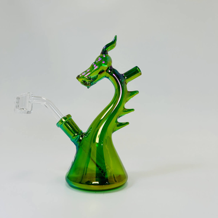 Silo Glass Waterpipe 6.5-inch Dragon (SILO101)-Green