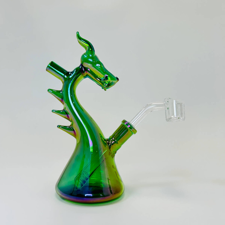 Silo Glass Waterpipe 6.5-inch Dragon (SILO101)-Green
