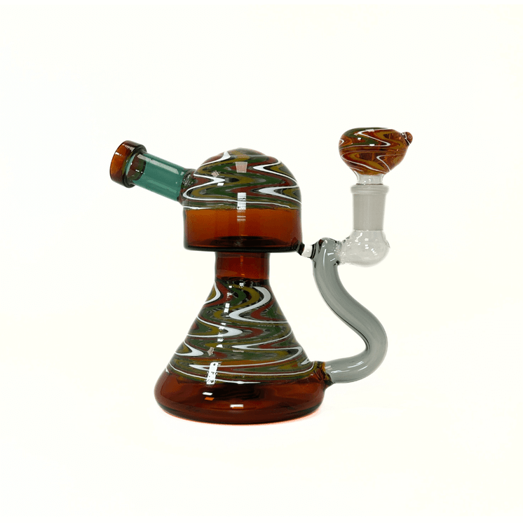 Waterpipe 6-inchs Reversal Art Zig Zag With Inline Perc-AMBER