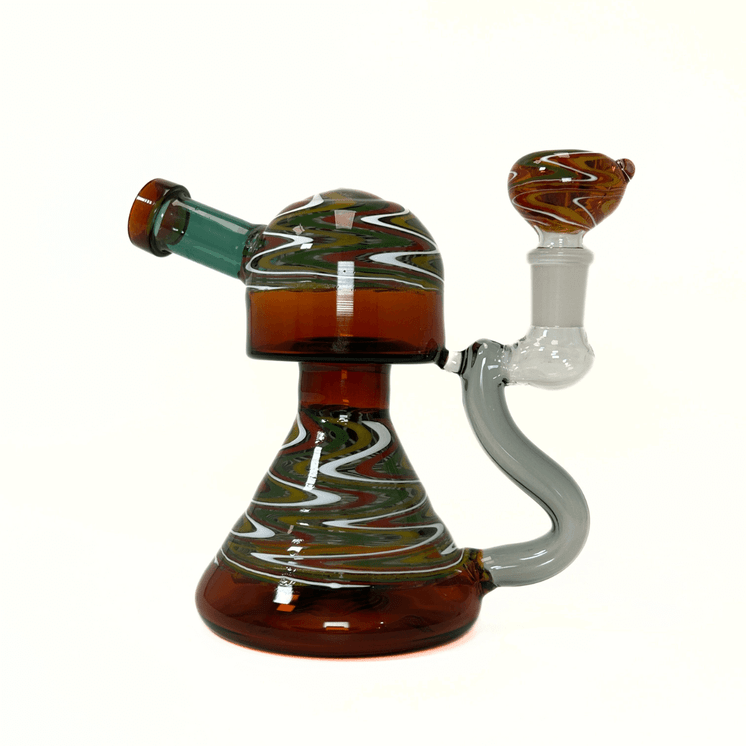 Waterpipe 6-inchs Reversal Art Zig Zag With Inline Perc-AMBER