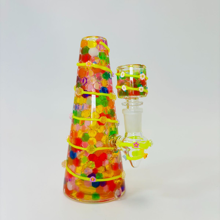 Waterpipe 6.5  Inches - Christmas Tree With Water Beads- Glow in the Dark-Yellow