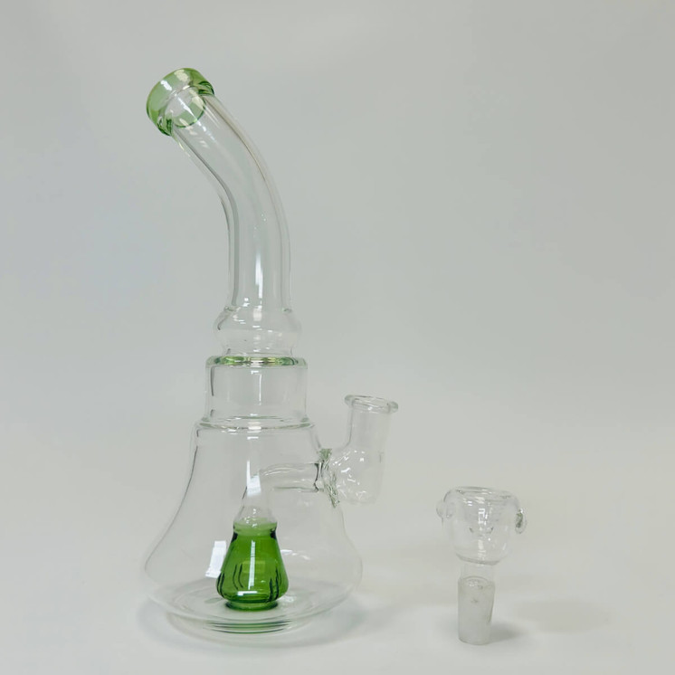 8-inch Waterpipe With Bend Neck & Perc-Green