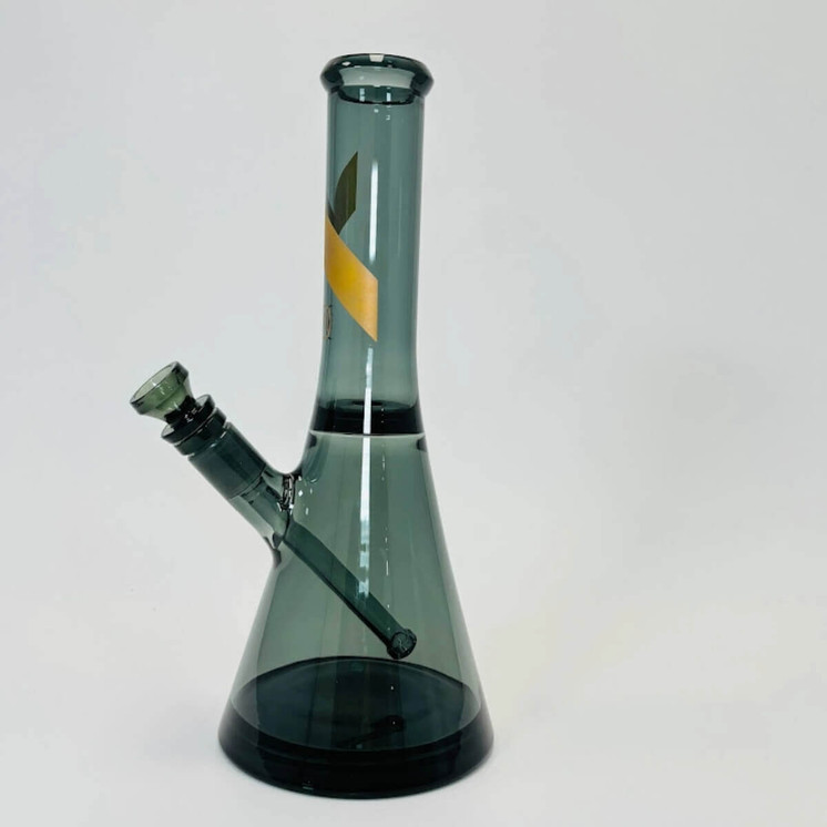 Marley Natural Waterpipe - 12-inchs - Smoked Glass With Gold Stripe Decal