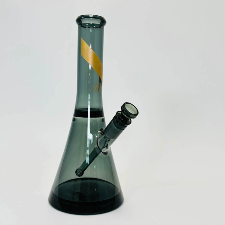 Marley Natural Waterpipe - 12-inchs - Smoked Glass With Gold Stripe Decal