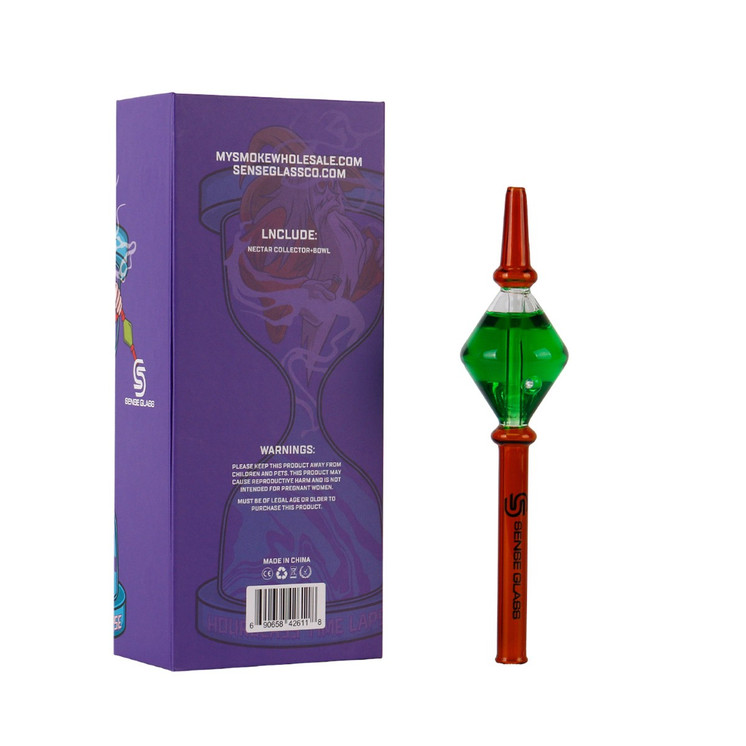 Sense Glass Glycerin Nectar Collector - 7.5 Inch - Hourglass - Time Lapse Design - Assorted Colors