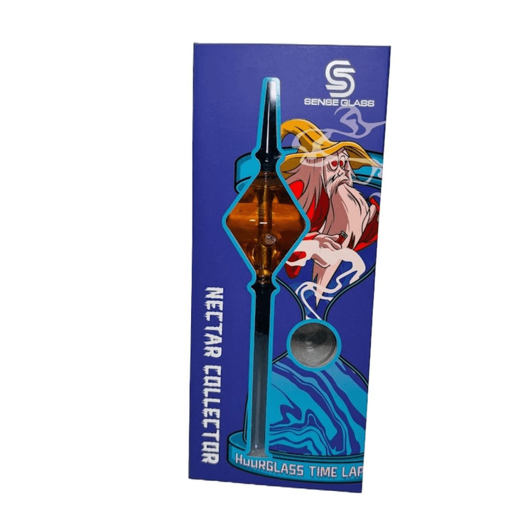 Sense Glass 7.5 Inches Glycerin Nectar Collector - Hourglass Time Lapse Design (Assorted Colors)