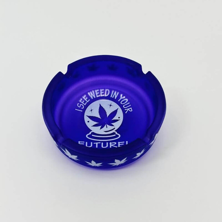 Glass Ashtray 4.5x1.5 Inches Frosted -PURPLE I SEE WEED (AT11)