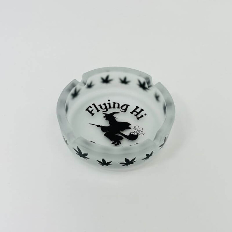 Glass Ashtray 4.5x1.5 Inches-WHITE FLYING HOGH TONIGHT (AT10)