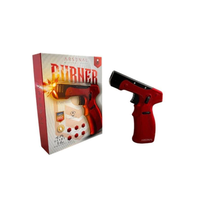 Arsenal Burner Butane Torch - Pistol Black Red