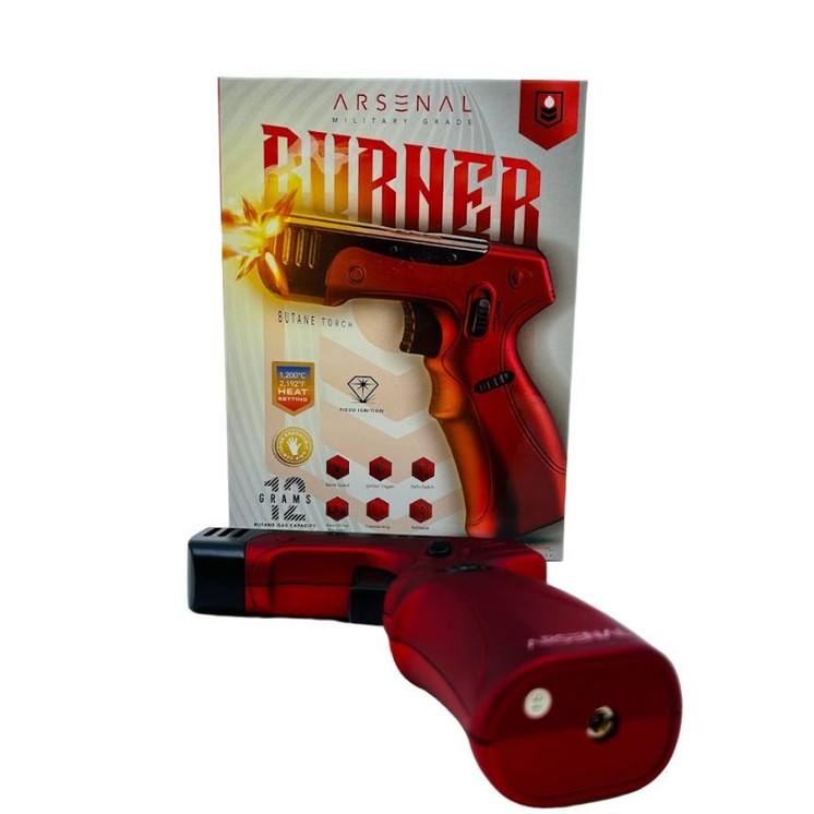 Arsenal Burner Butane Torch - Pistol Black Red