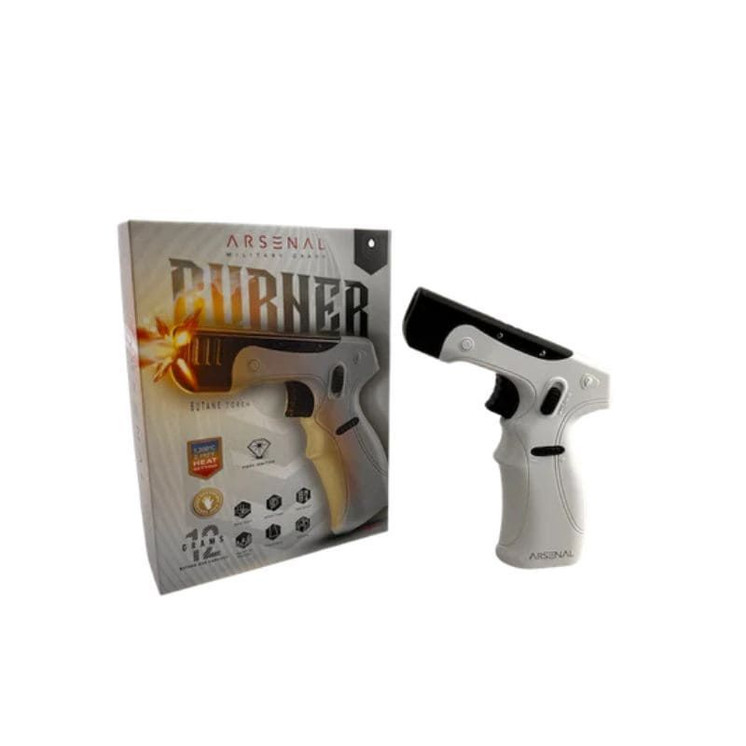Arsenal Burner Butane Torch - Pistol Black White