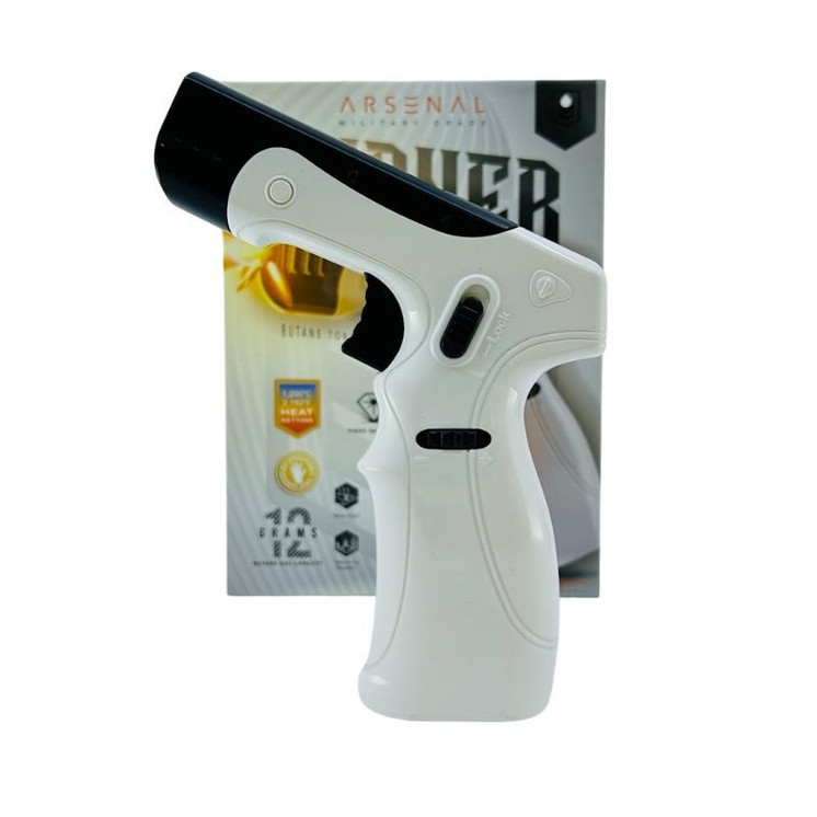 Arsenal Burner Butane Torch - Pistol Black White