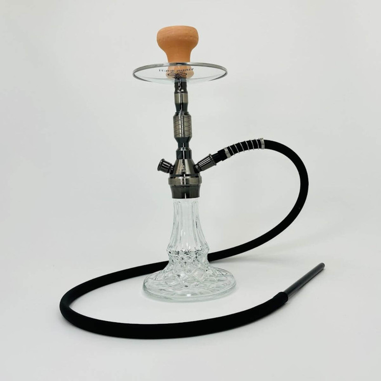 Luxor Shisha Hookah- 1 Hose -17 Inches-Double-Click Vase-smoke Blows Through the Second Adapter (MKA-097)-Black