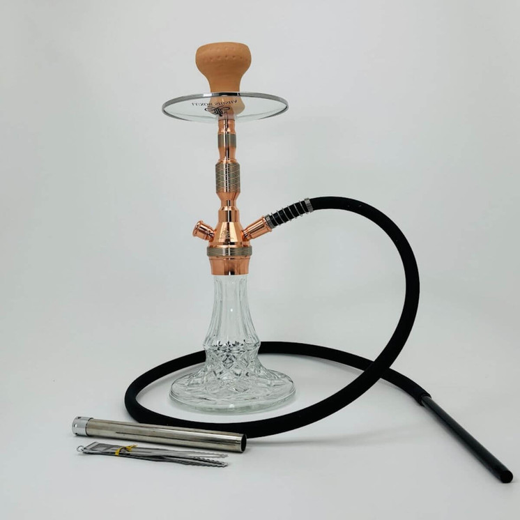 Luxor Shisha Hookah- 1 Hose -17 Inches-Double-Click Vase-smoke Blows Through the Second Adapter (MKA-097)-Pink