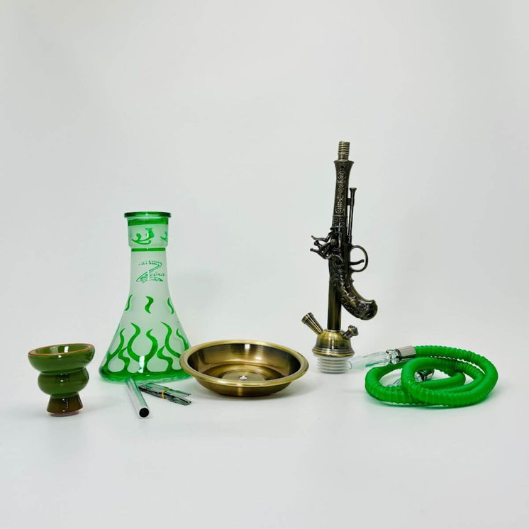 Zebra Hookah - Wildwest - 1 Hose - 22 Inches-Green